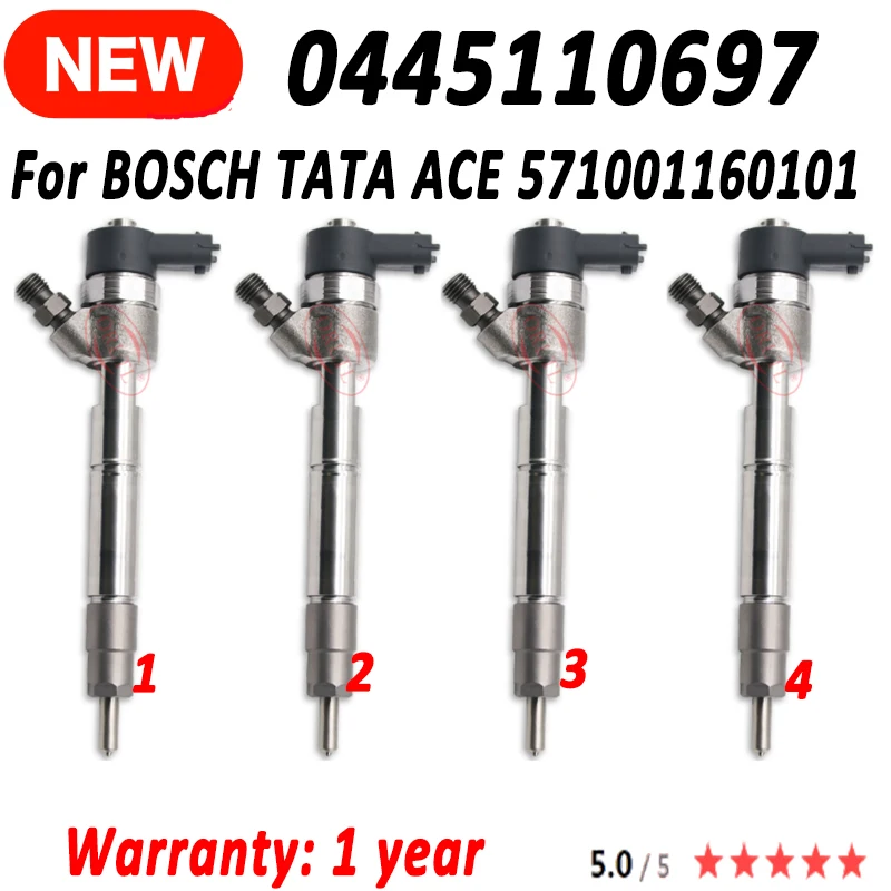 4PCS 0445110697 0 445 110 697 NEW Diesel Common Rail Fuel Injector FOR Bosch TATA ACE 571001160101 ORLTL