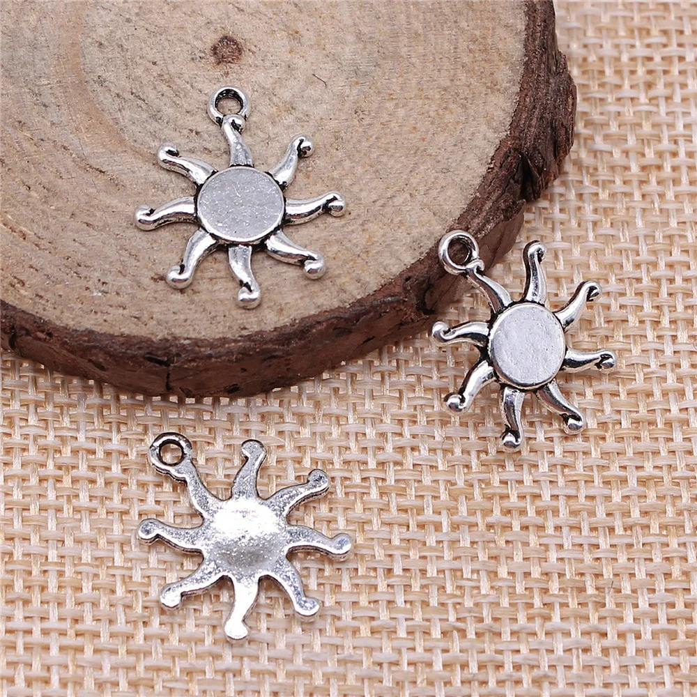 WYSIWYG 20pcs 17x19mm 2 Colors Sun Charms Pendant For DIY Jewelry Making Handmade Jewelry Craft Findings