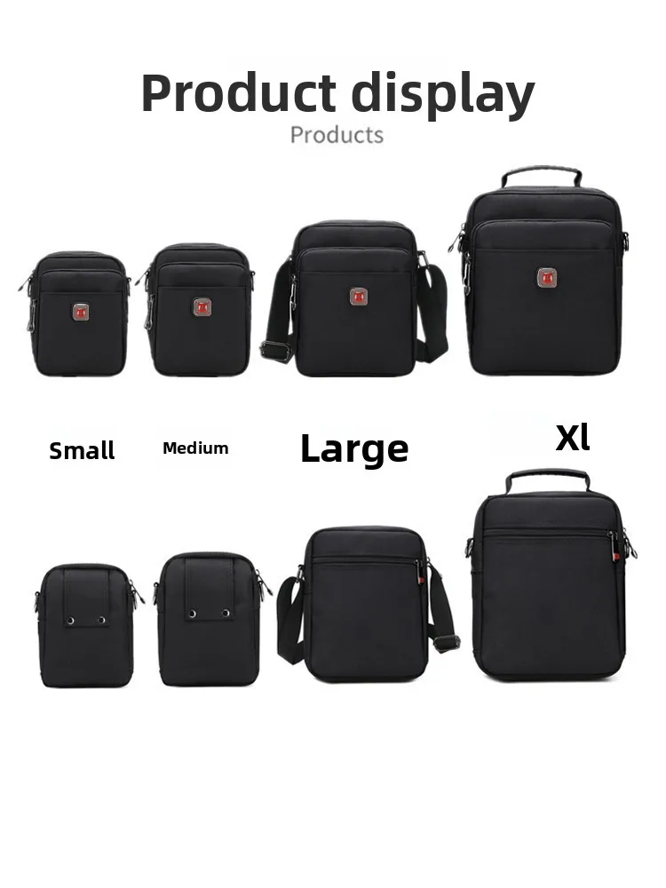 New Arrival Men's Crossbody Bag Messenger Waterproof Purse Oxford Zipper Shoulder Bags For Male Black Versatile Style S/M/L/XL