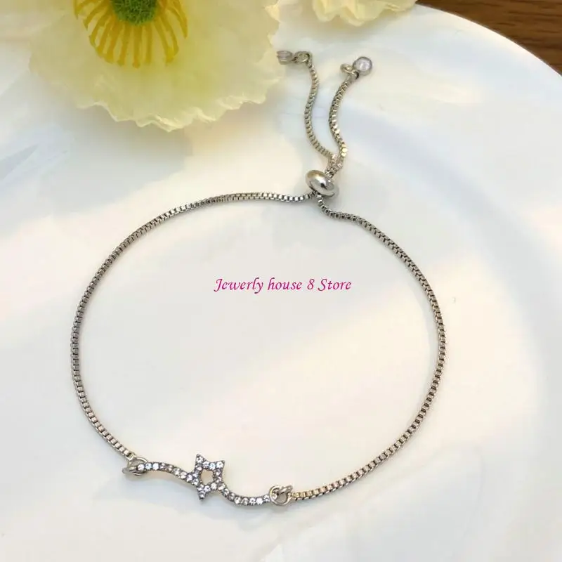 سوار نسائي بدلاية على شكل نجمة مقاوم للماء مع سلسلة زركون مطلية بالذهب عيار 18 قيراط خامات نحاسية قوية ملابس أنيقة #2