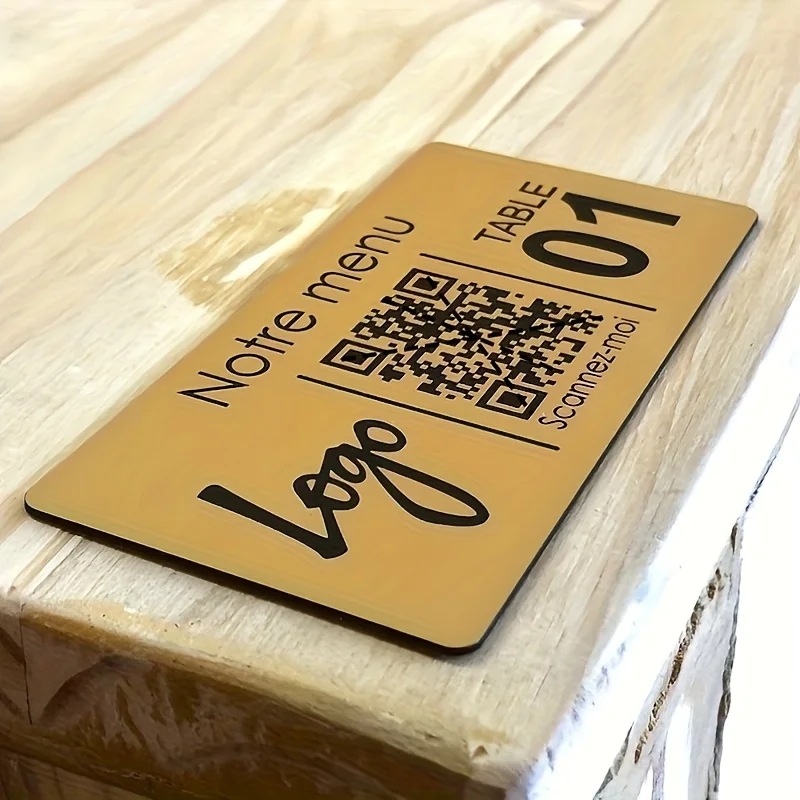 Custom Engraved QR Code Plate - Waterproof, Scratch & Wear Resistant Sign for Restaurants, Hotels, Bars, Cafes and Businesses