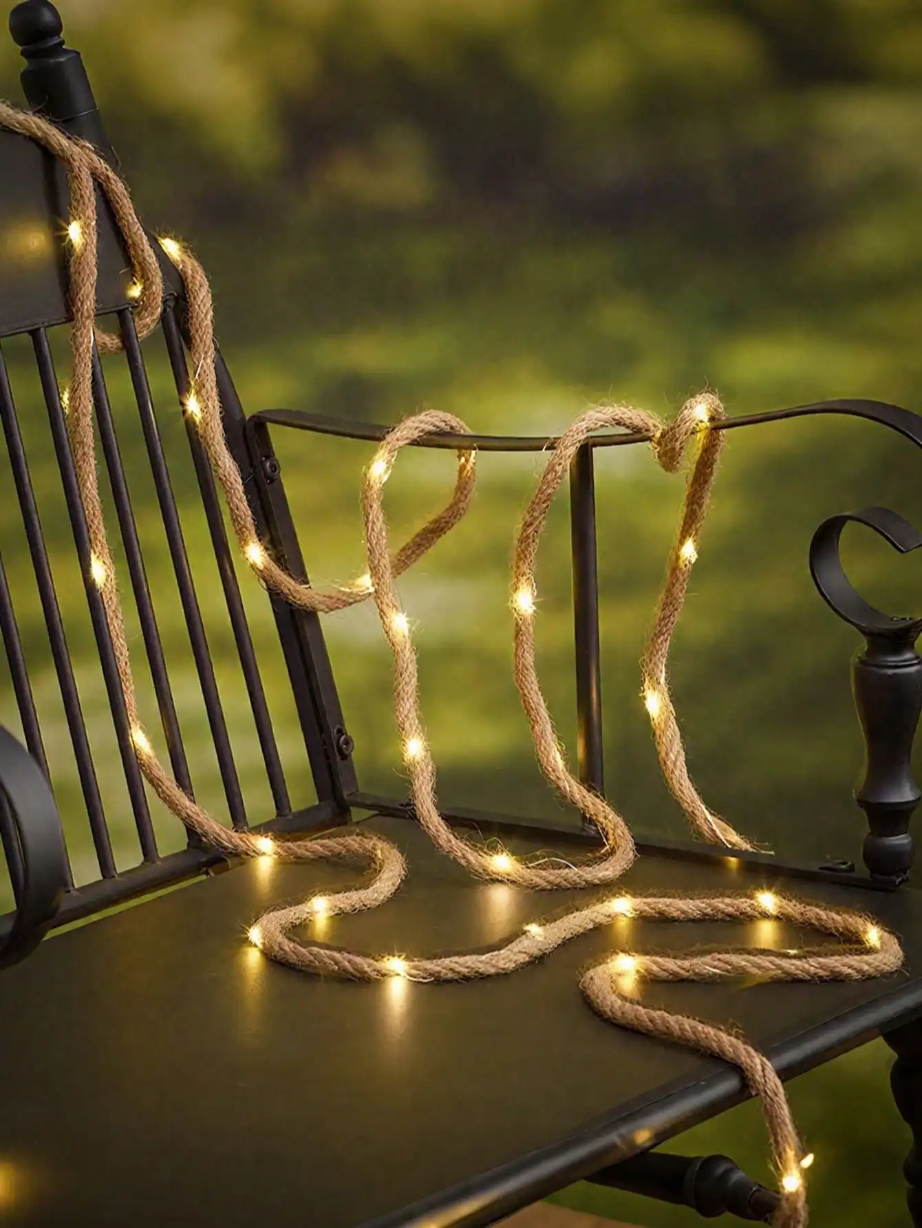 1pc Battery/Solar Fairy Lights Rope: 20-200LED, 2-10M Warm Yellow Star, for Garden/Maritime Decor