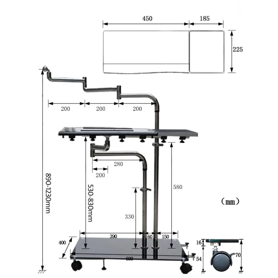 OK611 Bedside Moving Laptop Stand Adjustable Sofa Computer Monitor Holder Mount Keyboard Holder Rotating Laptop Table Lapdesks O