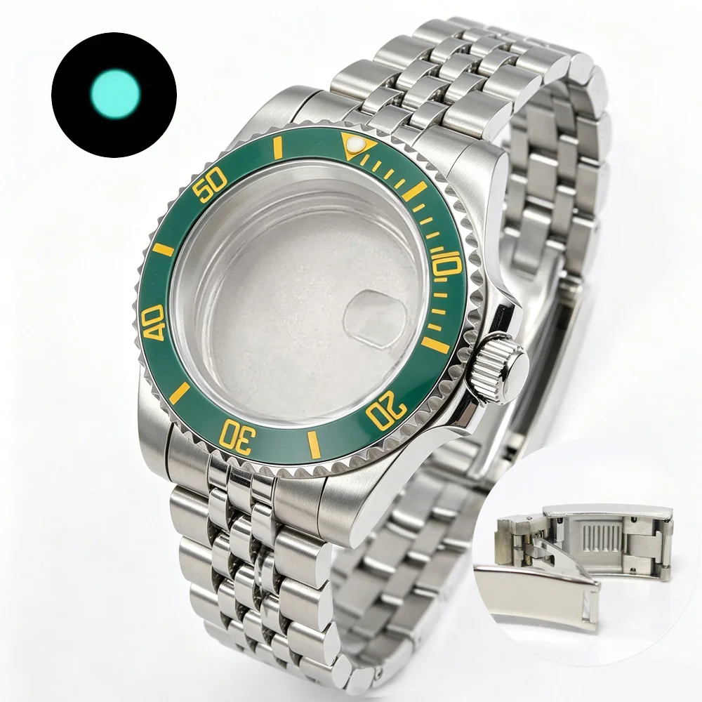 200M Diving Case 40mm Fit NH35 NH36 NH34 GMT Watch Case Jubilee Bracelet Sapphire Glass Slide Buckle
