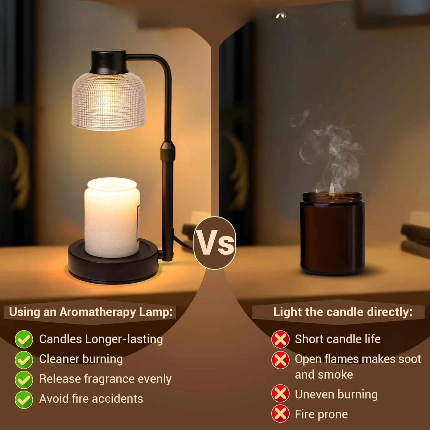 Candle Warmer Lamp with Timer, Electric Wax Melt Warmer for Jar Scented Candles Adjustable Height  Women Mom Grandma Home Decor