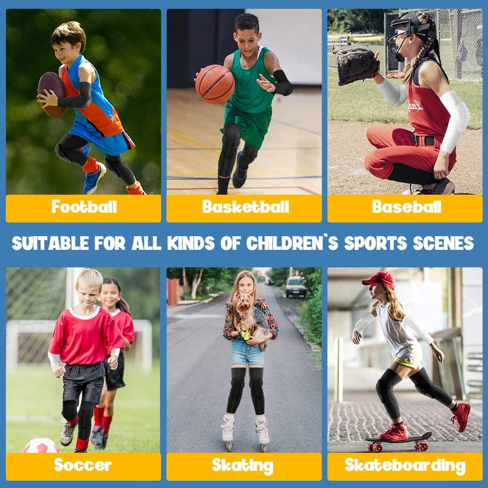 Kinder-/Jugendsport, Wabenkompressions-Knieschützer, Schutzausrüstung für Basketball, Fußball, Volleyball, Radfahren – Detail 14