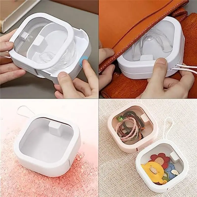 AB11 Hair Tie Organizer 2Pcs Hair Accessories Storage Box, Portable Stackable Hair Container for Pins Clips Travel