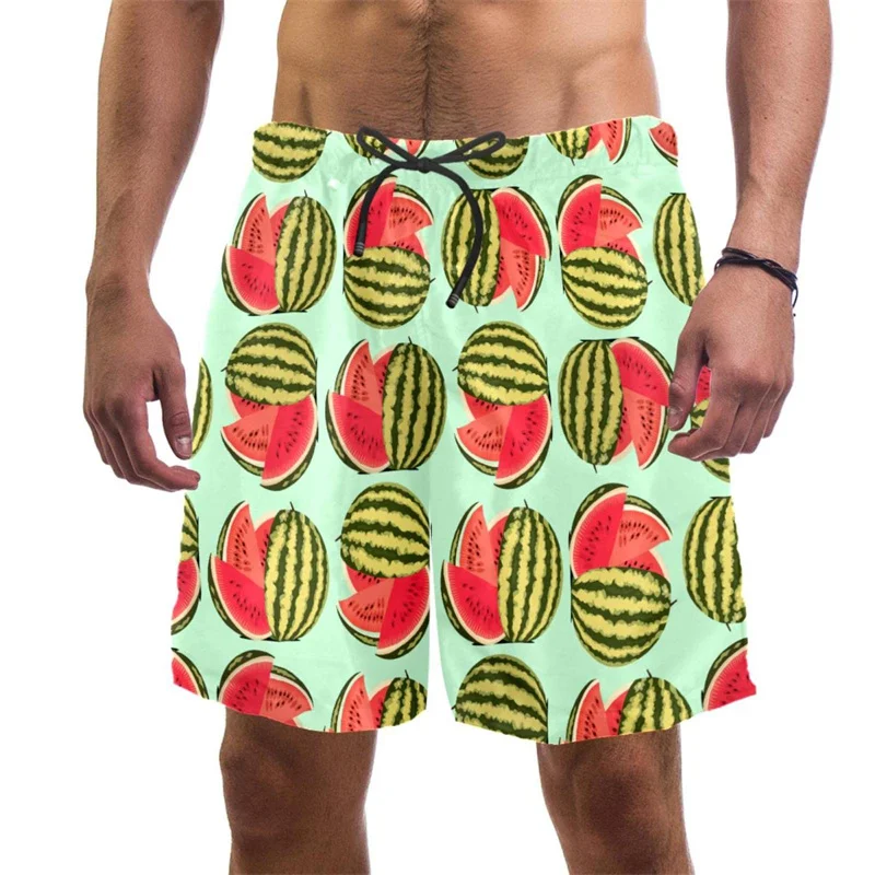 Summer Hawaii New 3D Fruits Print Beach Shorts Palm Trees Graphic Swimming Trunks For Men Fashion Cool Board Shorts Pants Homber