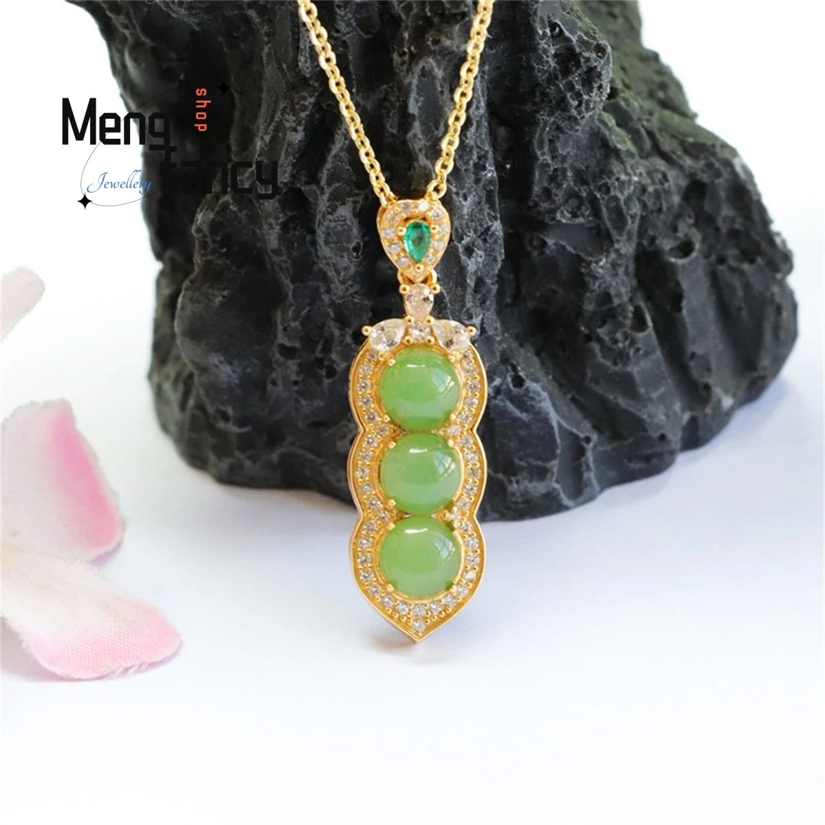 

Natural S925 Silver Inlaid and Tian Bi Jade Egg Faced String Bean Necklace Simple Elegant Personalized Fashion Luxury Jewelry