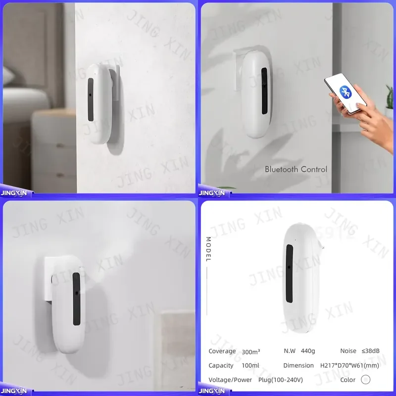custom for Bluetooth Electric Wall Mounted Aroma Diffuser 100ml Plug In Scent Machine PC Material White Essential Oil