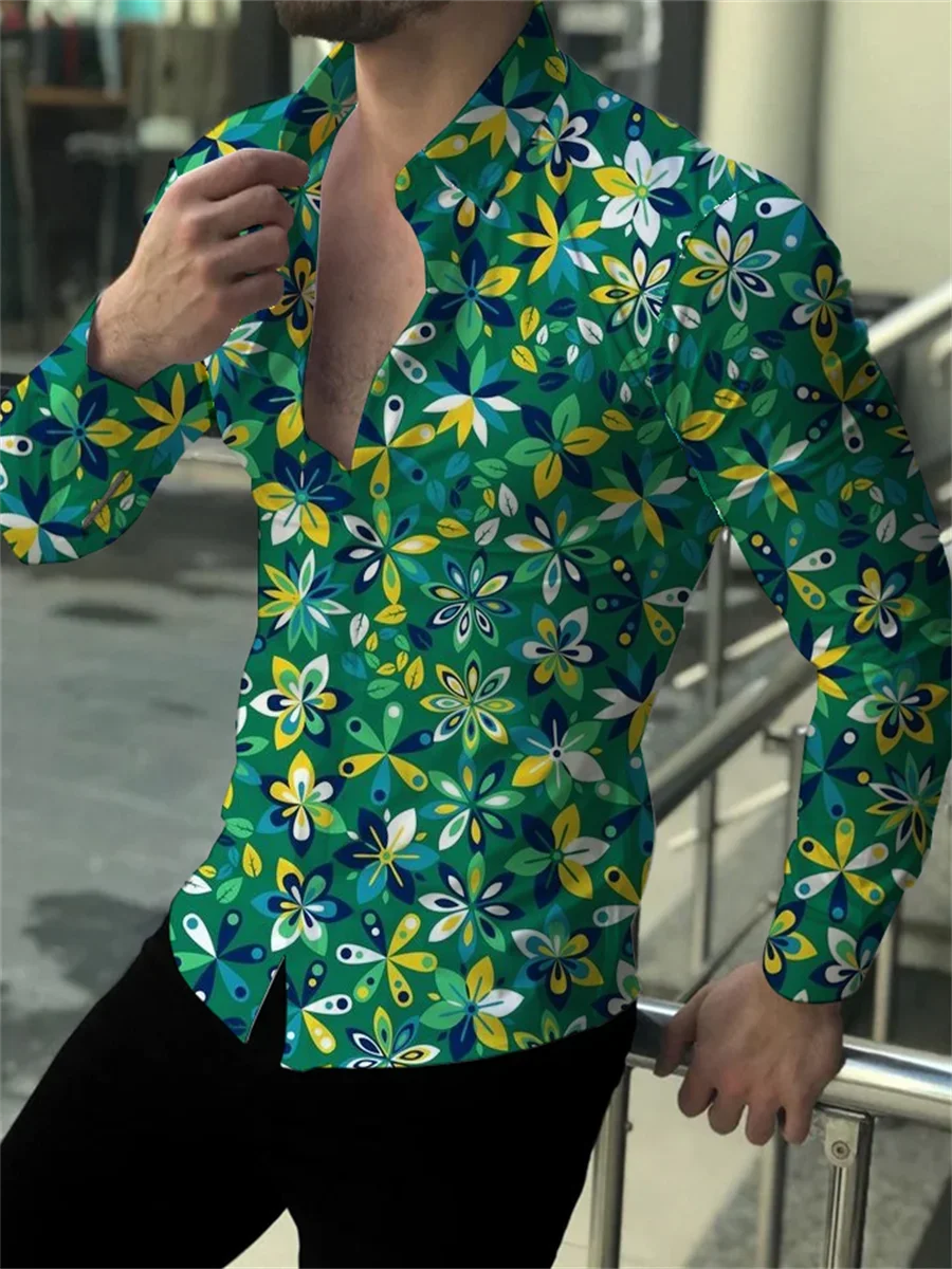 

Men's Geometric Pattern 3D Printing Shirt Popular Elements Plaid Stripe Simple Business Casual Outdoor Party Lapel Long Sleeves