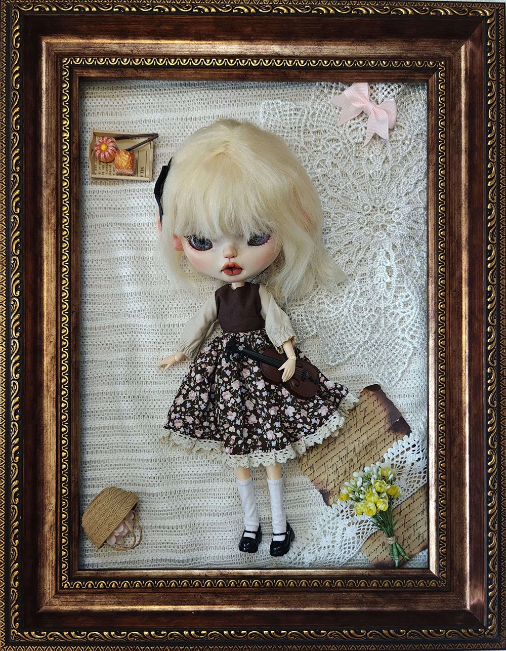 

Blythe doll Clothes Cute brown Daily long sleeves dress Blythe Clothes for Ymy Licca Azones Ob22 24 27 YMY Doll Accessories
