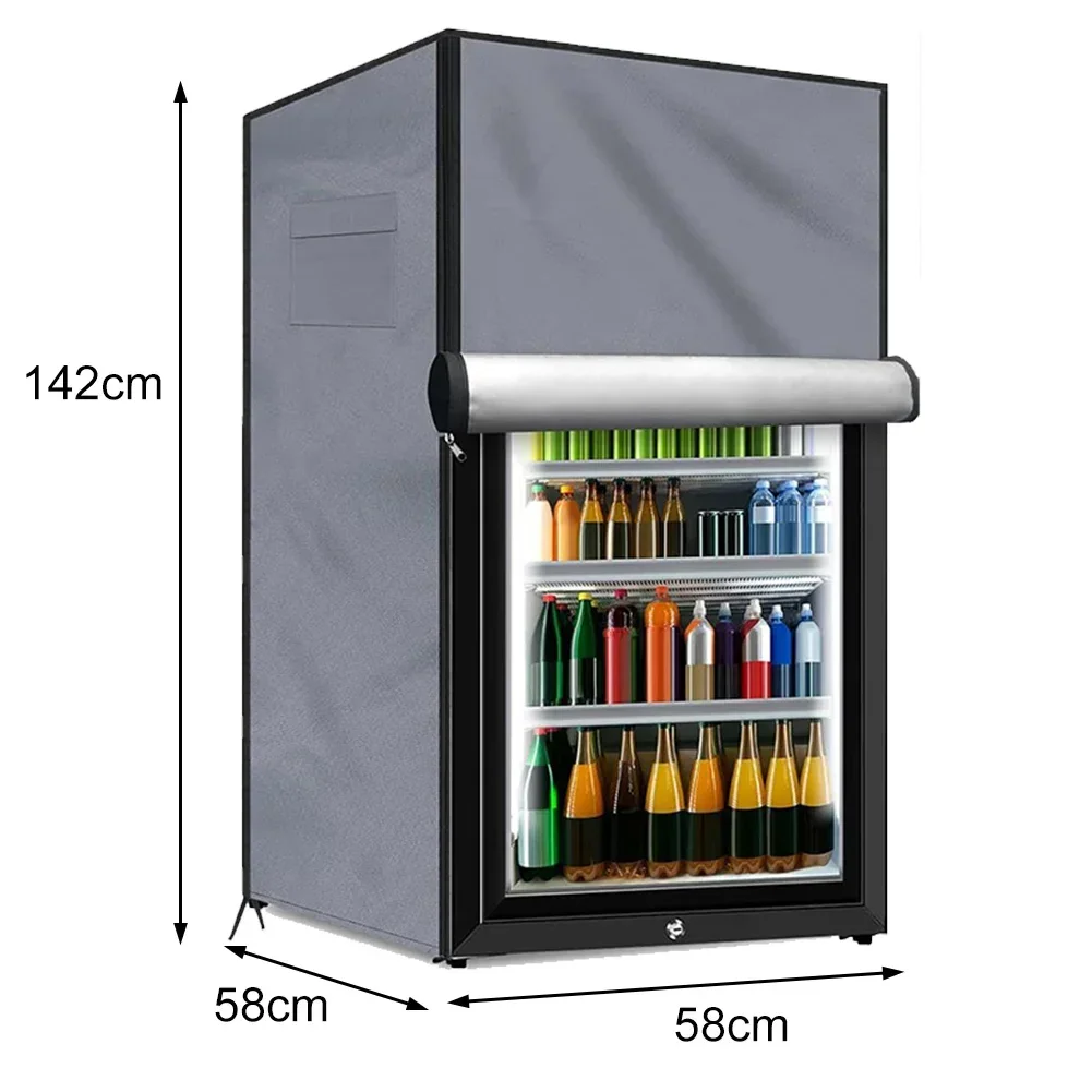 

Black Outdoor Refrigerator Cover Waterproof Refrigerator Cover Barbecue Upright Mini Fridge Cover Versatile Sizing