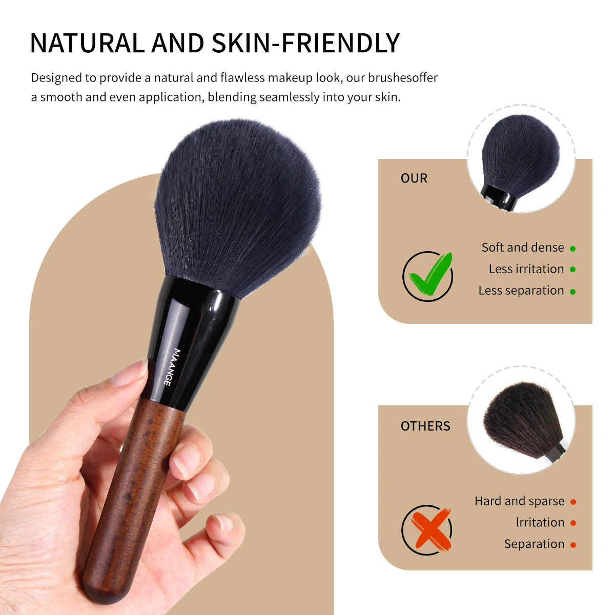 MAANGE Pennello per trucco Pennello per cipria professionale Grande setola morbida e densa Blush Miscelazione Pennelli per trucco cosmetico Strumento per la bellezza