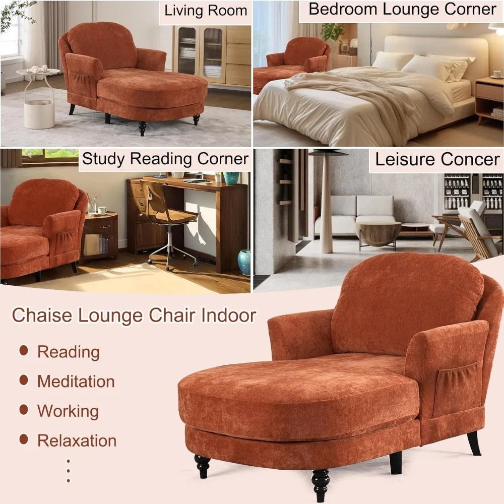 كرسي صالة داخلي، كراسي قراءة كبيرة الحجم 59.8، أريكة مفردة مريحة للنوم العميق من الشنيل، وضع منجد