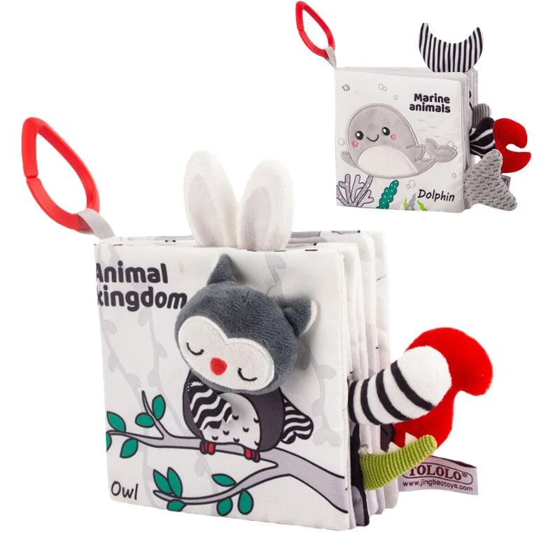 Animal Quiet Book Montessori Kids Fabric Books Sensory Baby Book 0-12 Months Stroller Hanging Rattles Toys Soft books for baby