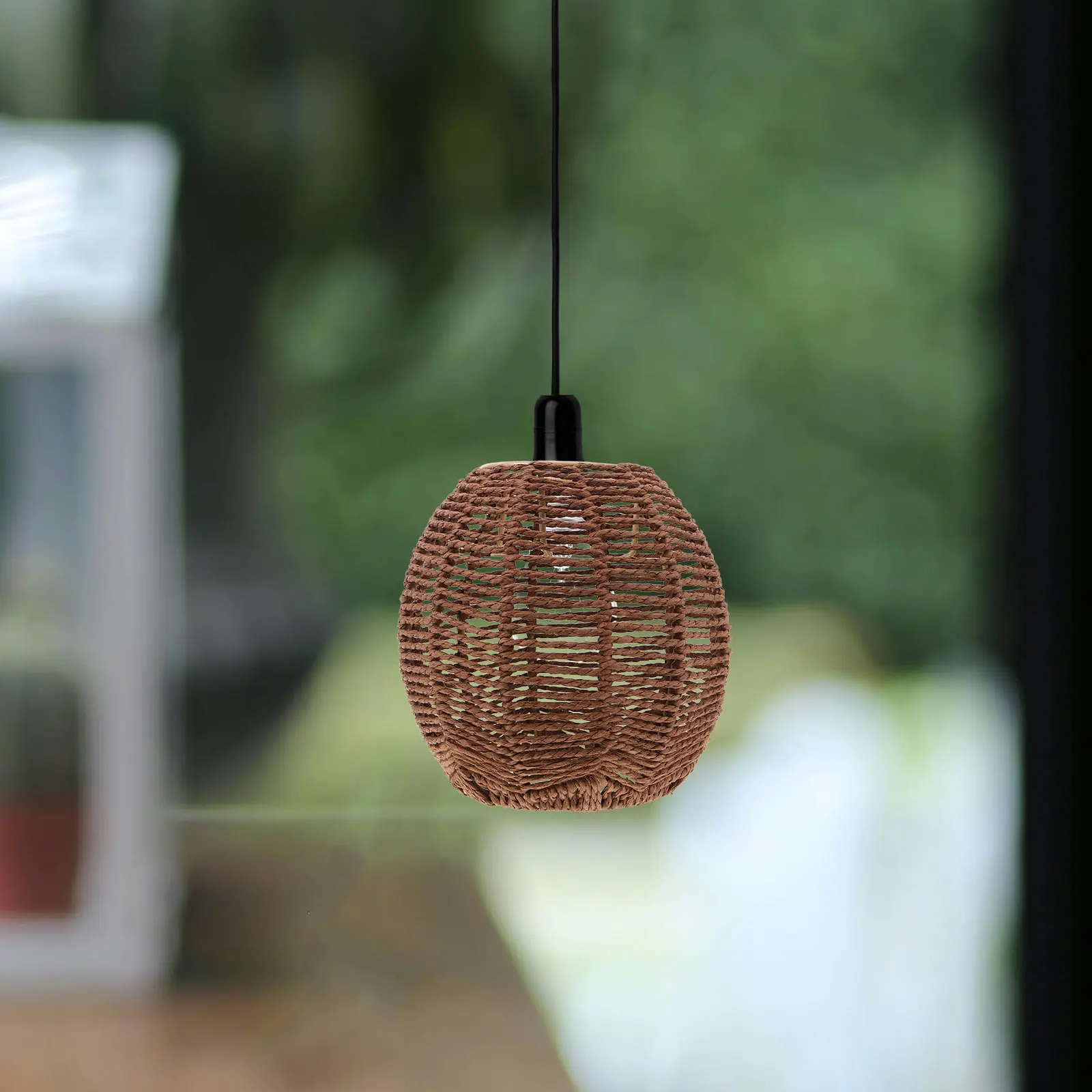 Handwoven Rope Lampshade Woven Paper Rope Pendant Shade Rustic Elegant Light Diffuser for Dining Area Cozy Corner Ceiling