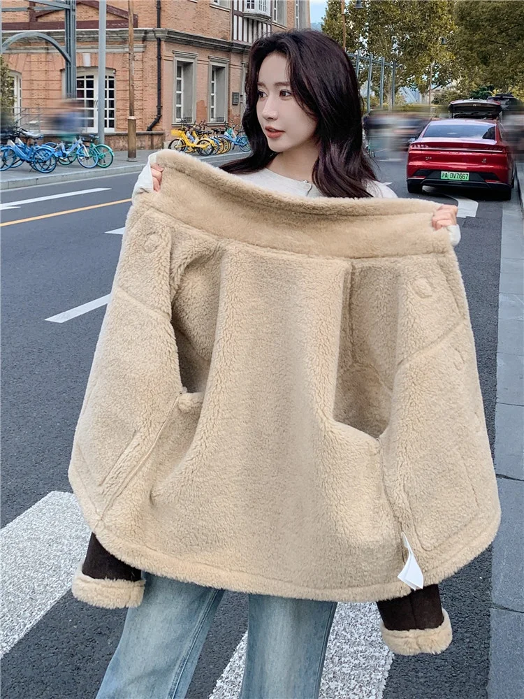 Damska zamszowa kurtka zimowa ocieplana, z podszewką ze skóry i futra, płaszcz motocyklowy w stylu amerykańskim.