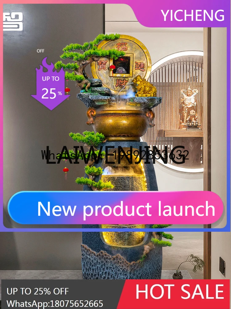 LYY Rockery Fengshui Wheel Living Room Circulating Waterscape Spray Office Floor Fortune Golden Toad Decoration