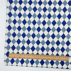 wonderland princess Blue diamond lattice cotton Fabric Patchwor Printed for Tissue Kids Home Textile for diy Sewing Girl Dress