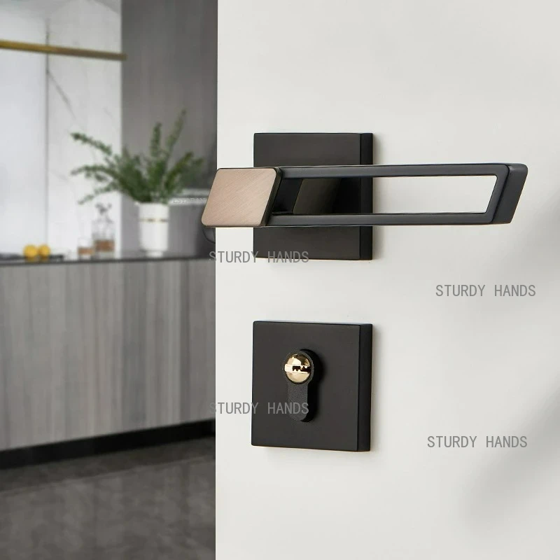 Zinc Alloy Door Handles Pair Lock Thickened Panel Handle Door Hardware Living Room Door Locker Household Hardware Bedroom Pulls