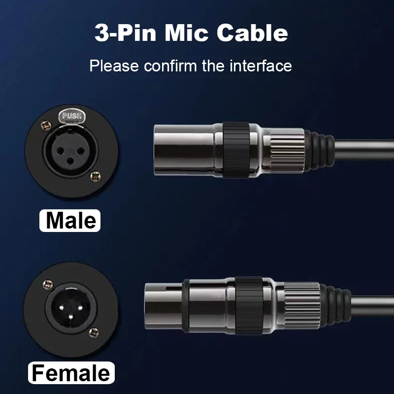 Kabel XLR 4-pak Kable mikrofonowe XLR 3-pinowy kabel XLR męski na żeński Zbalansowany przewód mikrofonowy do wzmacniacza głośnikowego miksera