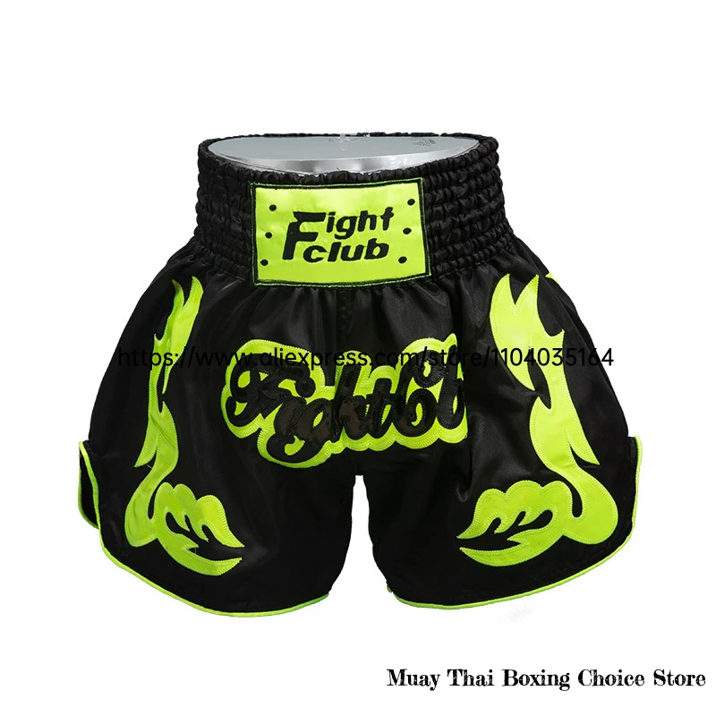 الملاكمة التايلاندية السراويل تايلاند التطريز سراويل ملاكمة الرجال النساء الاطفال الساتان MMA الملابس رياضة تصارع قفص القتال كيك بوكسينغ السراويل