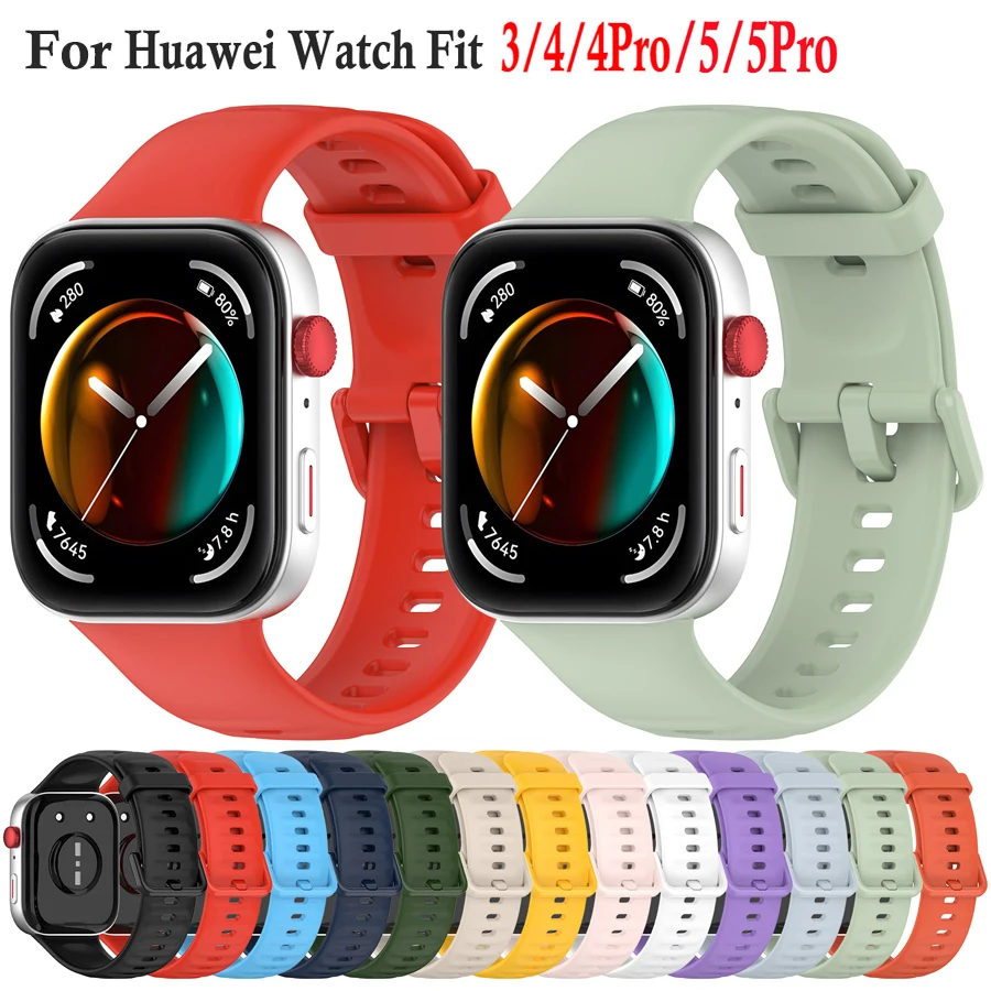 Soft Silicone Strap For Huawei Watch Fit 3 4 5/4 5 Pro Comfortable Band Replaceable Bracelet for Huawei Watch Fit 4  5Pro