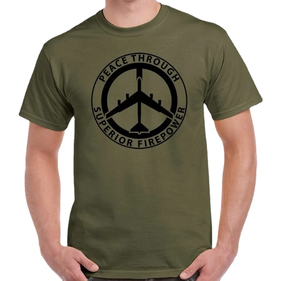 

Peace Through Superior Firepower. Long-range Strategic Bomber T-Shirt. Summer Cotton Short Sleeve O-Neck Mens T Shirt New S-3XL