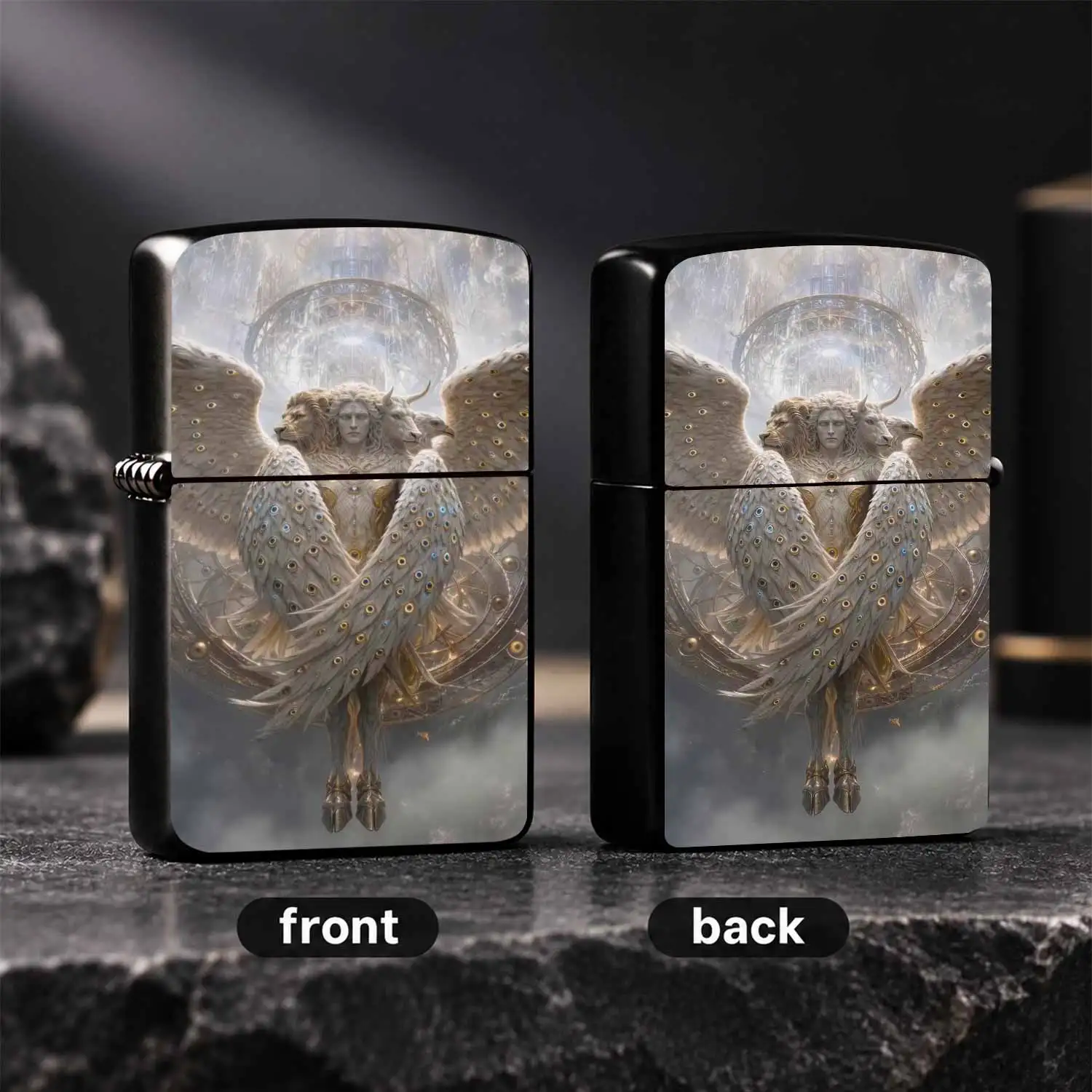 Mysterious Four-faced Cherub Themed Lighter, Seraphim Angel Fantasy Art Decor, Exquisite Religious Myth Inspired Portable Igniter, Ideal for Daily Use, Gifting,and Multi-scene Application  A Humorous And Interesting Lighter