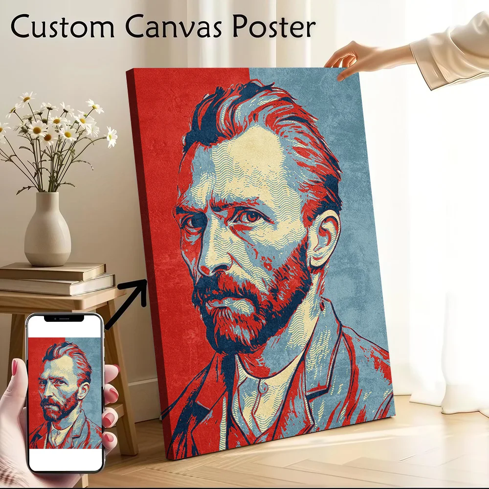 Vincent Van Gogh Portrait Printed Canvas Wall Art Customizable Paintings Poster Perfect Gift for Decorative Picture Wand Deko