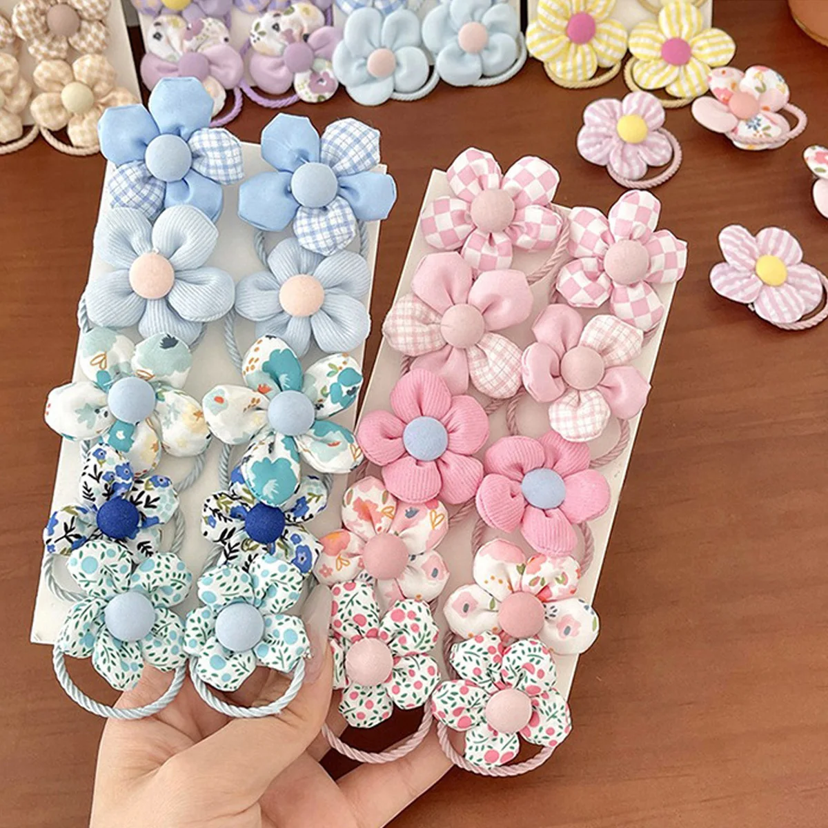 10pcs New Korean Hair Clip Lace Flower Bow Pearl Side Clip Cute Sweet Fresh Candy Color Children\'s Hair Accessories