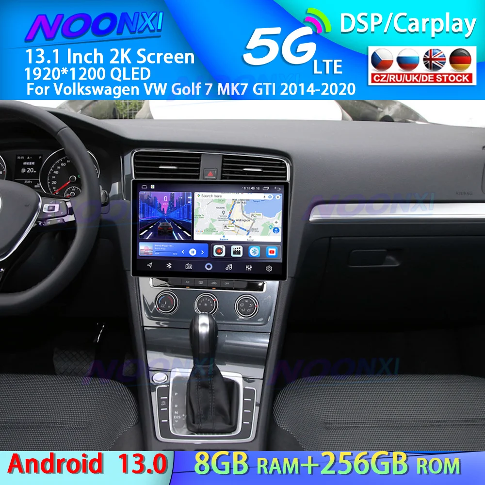 QLED 2K Screen Android 13 For Volkswagen VW Golf 7 MK7 GTI 2014-2020 Car Radio DVD Multimedia Player GPS Navigation 2Din Carplay