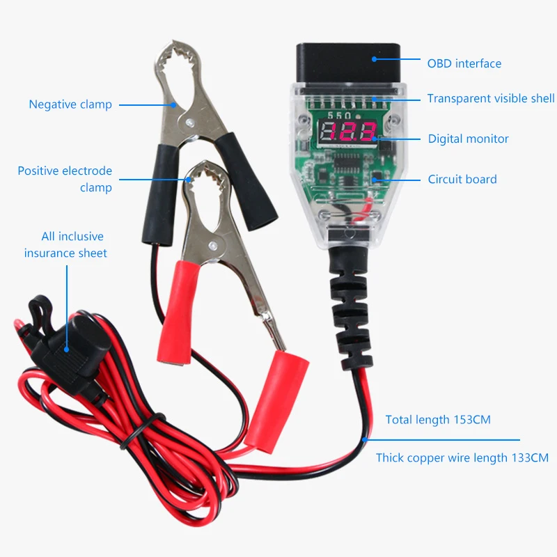 

1PC Digital Display Car Battery Testing Safe OBD Computer ECU Memory Saver Replace Detection Tool Auto Repair Accessories