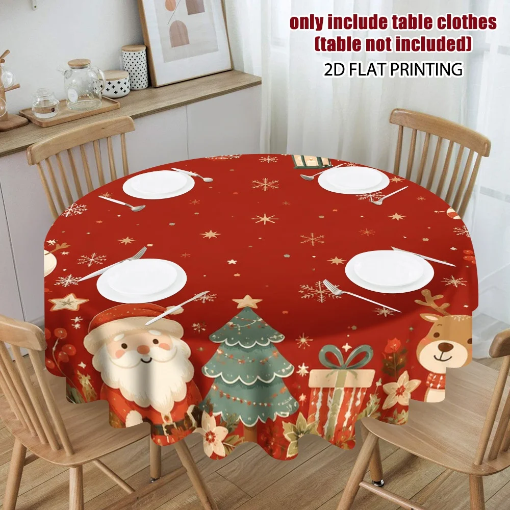 round tablecloth design for Christmas celebrations, creates a seasonal dining style and brings the harmonious beaut