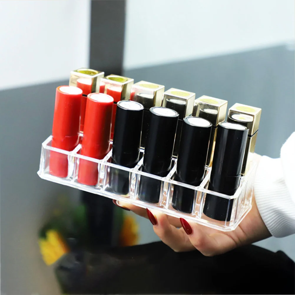 

2Pcs Lipstick Holder Clear Plastic Organizer Storage Desktop Display for Lipgloss Nail Polish Eyebrow Pencil
