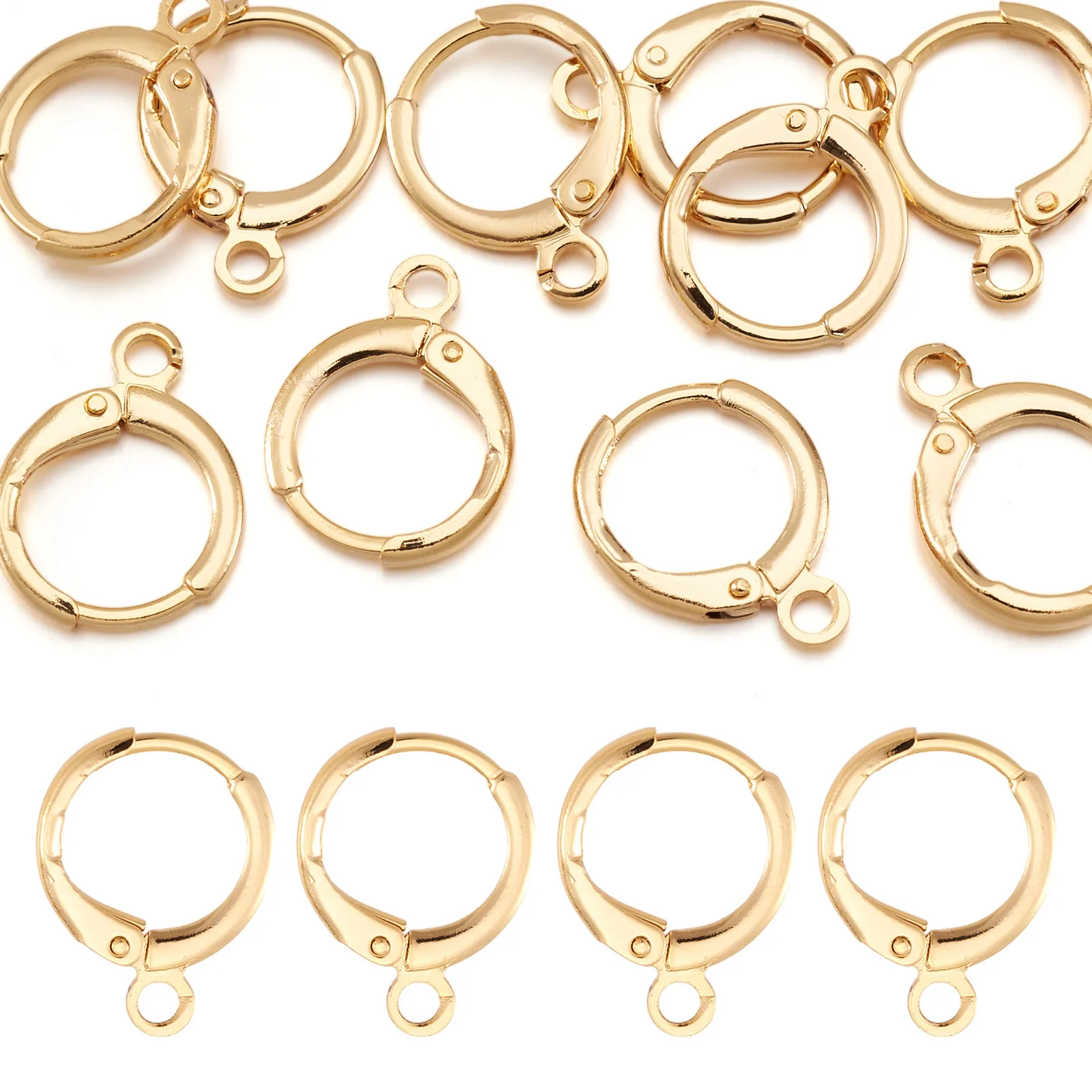 

20pcs Brass Huggie Hoop Earring Findings with Horizontal Loop Ring Shape For DIY Jewelry Making Accessories 15x11.5x2mm