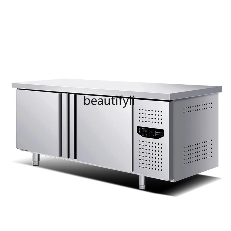 

Fruit fishing console Stainless steel fresh-keeping workbench Refrigerated and frozen double temperature commercial