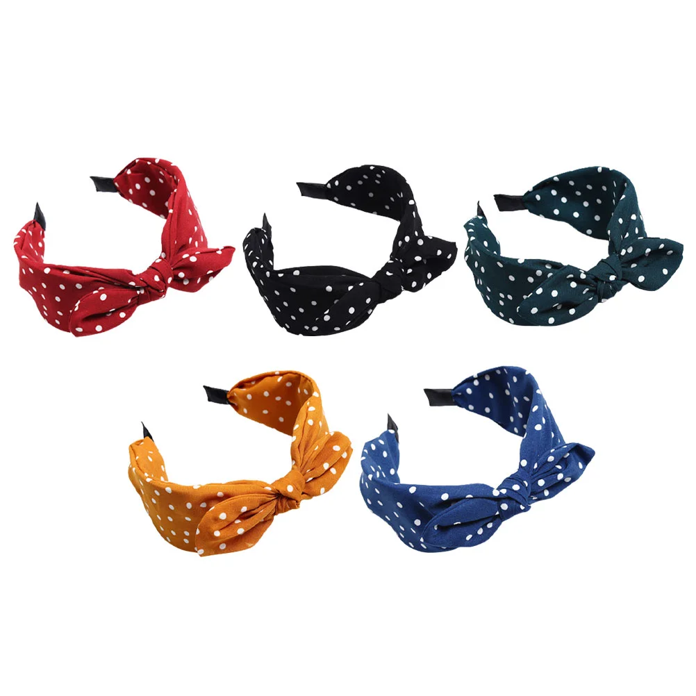 5 pçs faixa de cabeça arco bandana pontos padrão cabelo decorar headbands crianças meninas para mulher