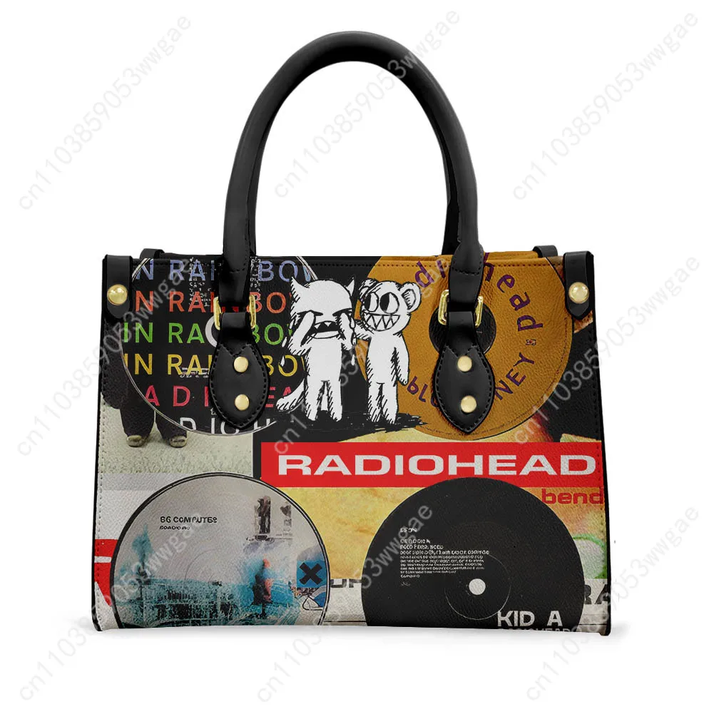 Radiohead Rock Band Tote Bags Purse Women Man Personalized Text Image PU Leather Customized Handbags Commuter Shopping Gift Bags