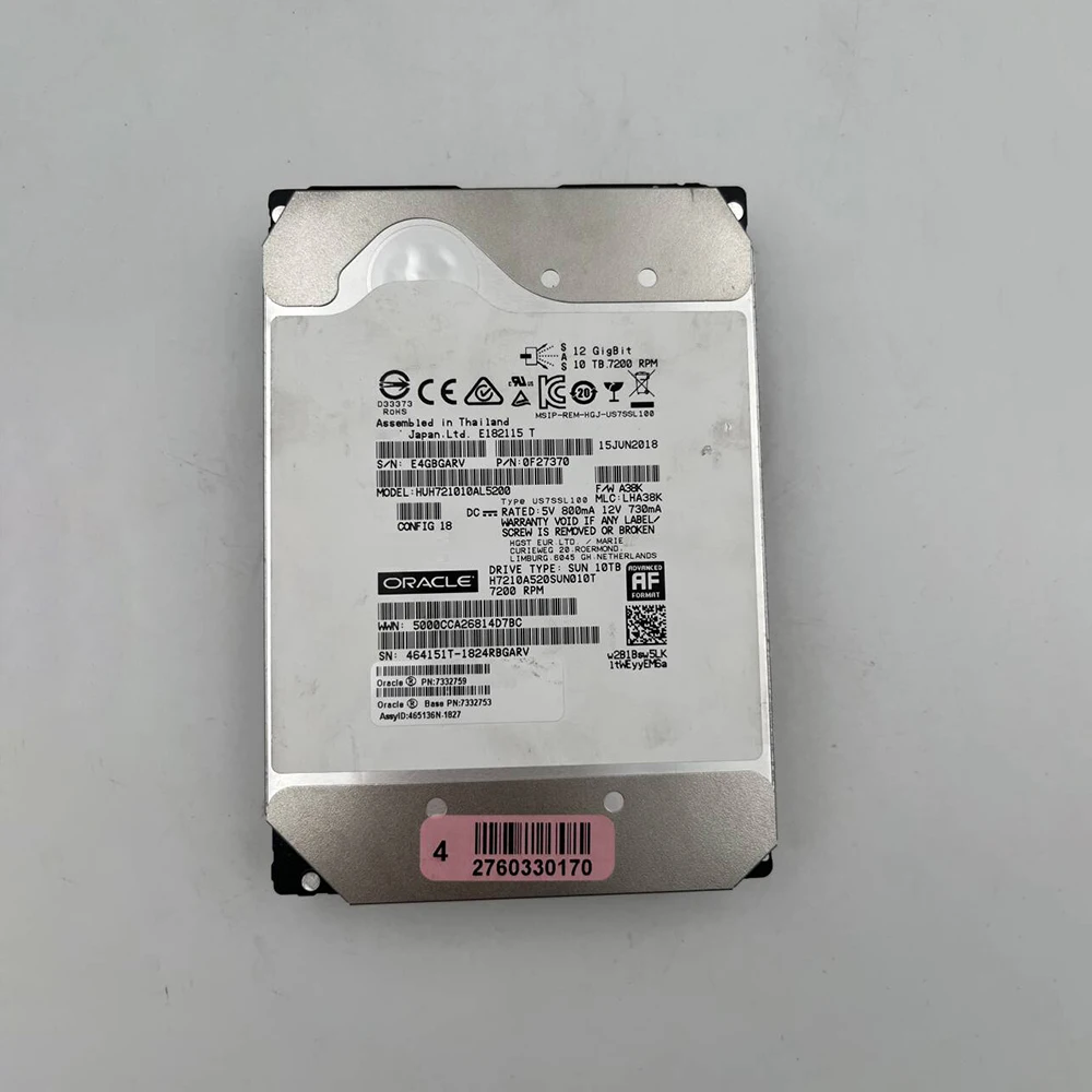 10TB For HGST Ultrastar 10T SAS 12G 7200RPM 256MB 12Gb/s 3.5" Hard Disk HUH721010AL5200