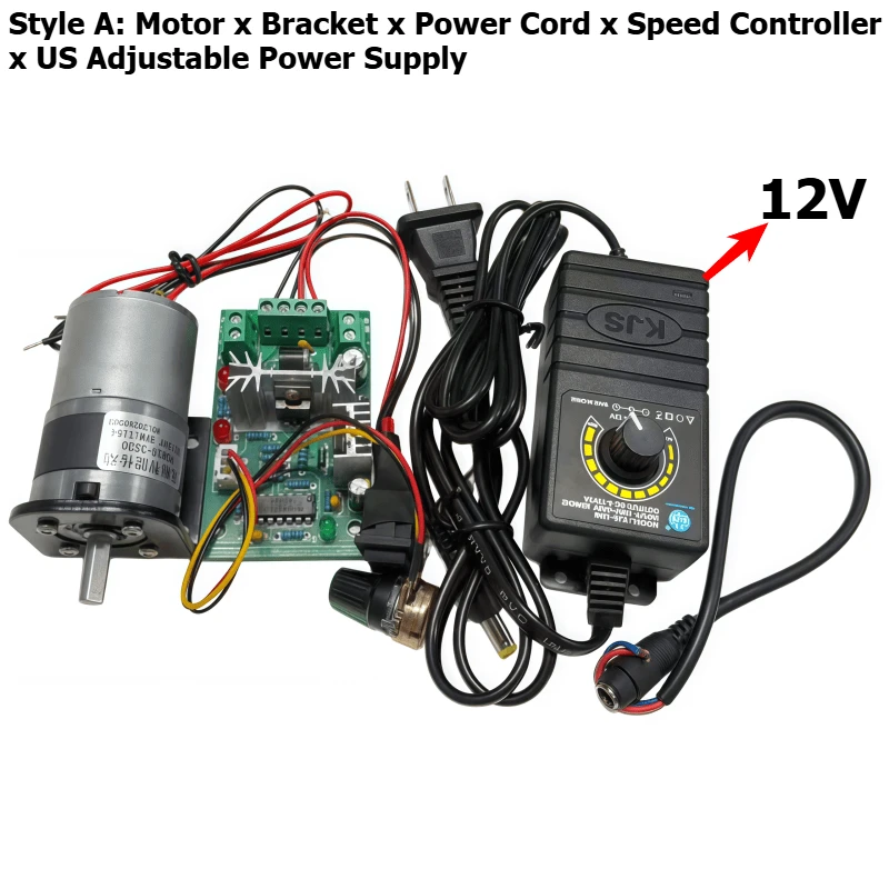 36-3530 Planetary DC Speed Reducer Motor 12V/24V, with speed controller, adjustable power supply, bracket, power cord