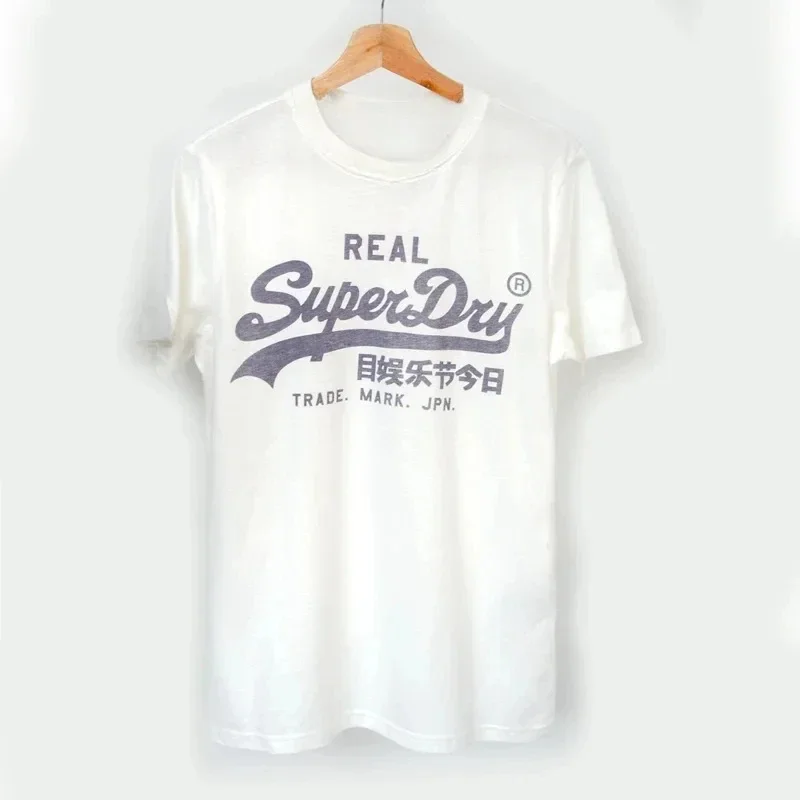 UK Superdry Extremely Dry Men's Summer Fashion Brand Printed Letter Short Sleeved T-shirt Cotton Slim Fit Round Neck T-shirt