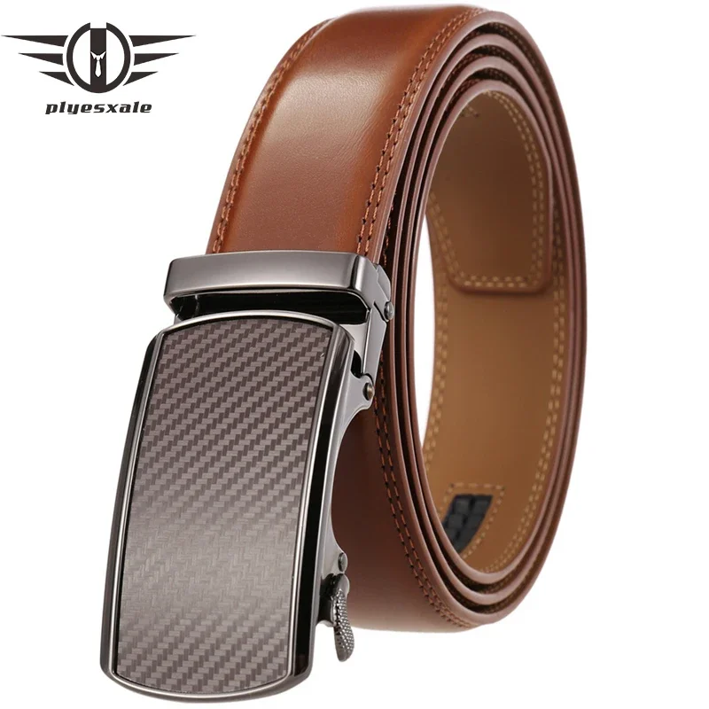 

Cow Genuine Leather Belt For Men Business Leisure Mens Automatic Alloy Buckle Belts Luxury High Quality Black Dark Brown B304