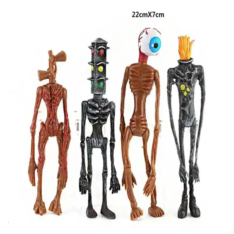 4Pcs Cartoon Anime Siren Head Action Figure Model Creative PVC Horror Sculpture With Light Glow For Children Collection Toy Gift