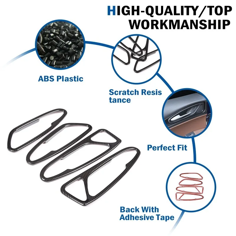 For Alfa Romeo Stelvio 2017 2018 2019 2020 ABS Carbon Fiber Car Interior Door Handle Frame Cover Trim Stickers Auto Accessories