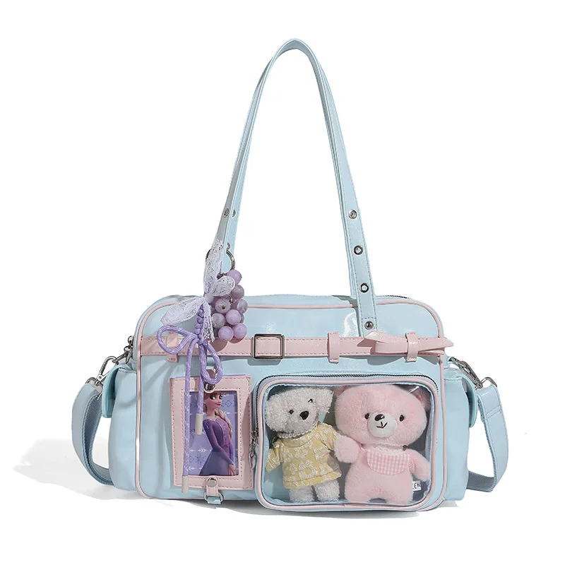 

Transparent Japanese Style Big Capacity Single Shoulder Child Displaying Tote Bag Uniform Style JK Girl Bowtie Crossbody Bags