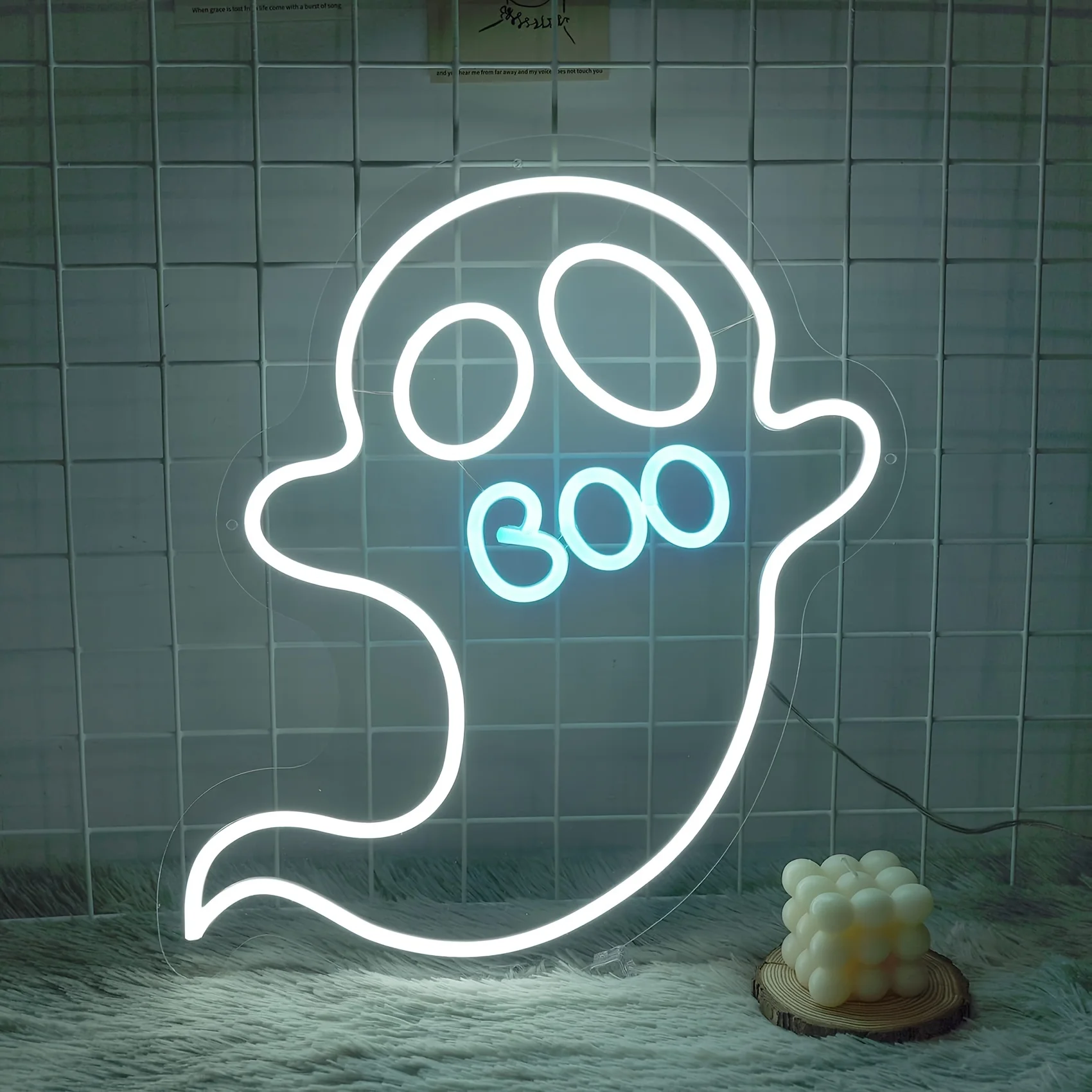 Ghost Neon Signs for Wall Decor Halloween Neon Sign Spooky Ghost LED Sign Neon Wall Sign for Bedroom Bar Halloween House Decor