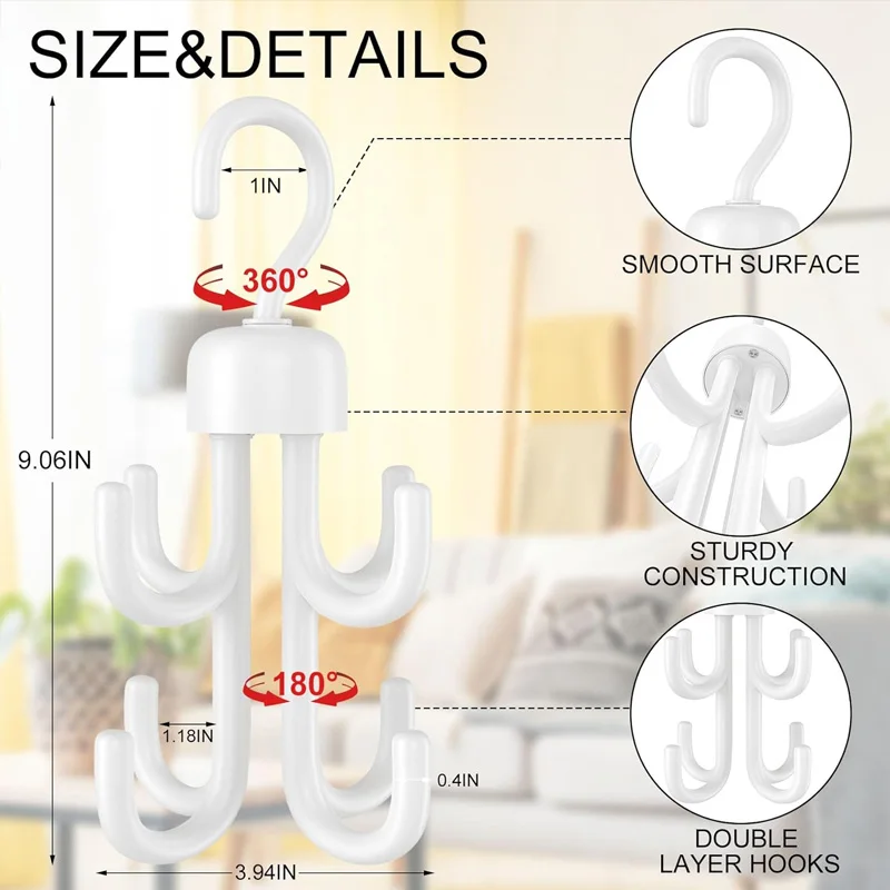 خطاف الأخطبوط مكون من قطعة واحدة - مادة PP عالية القوة، متعددة الأغراض، عقد قوي، سهلة التعليق لتعليق مفتاح المدخل #6
