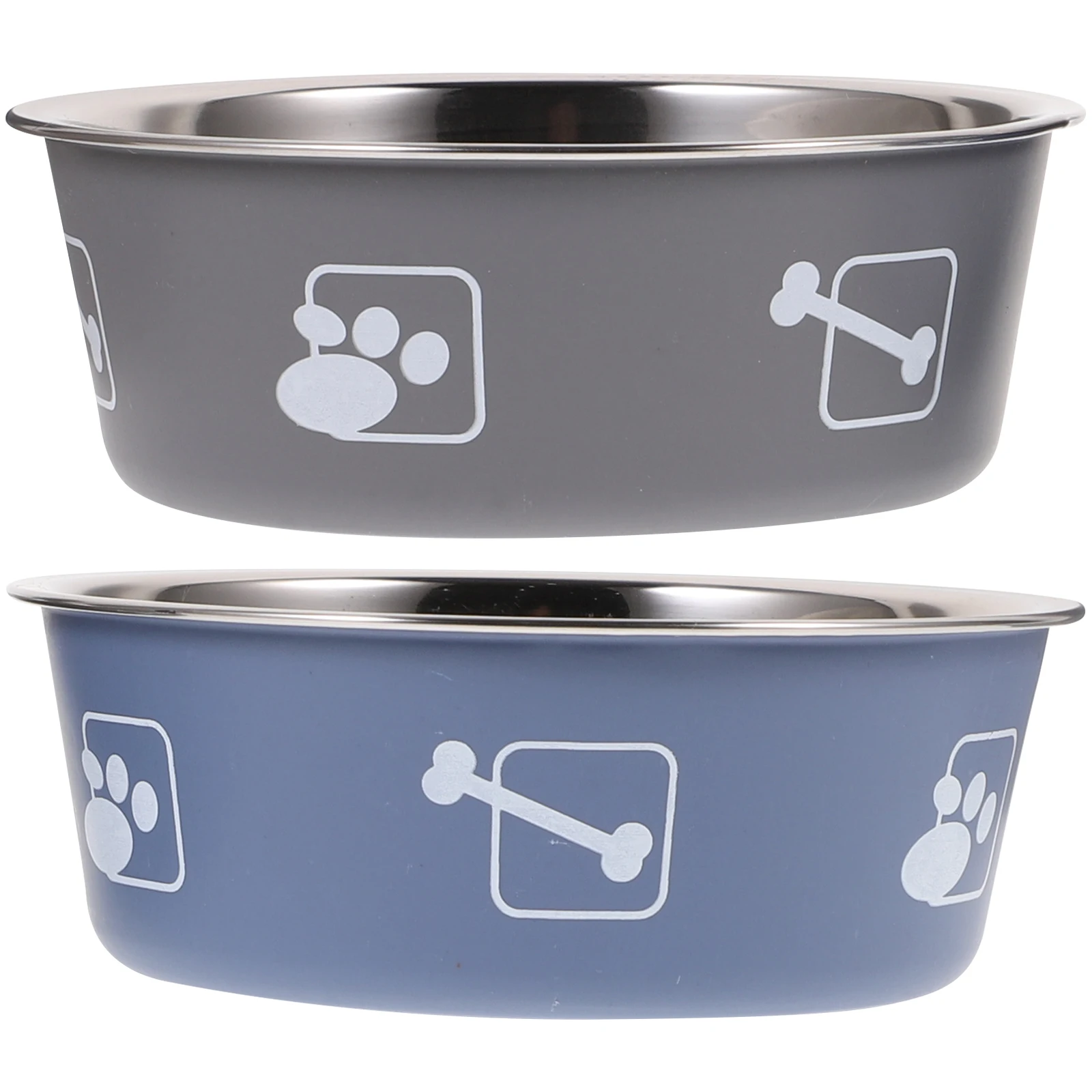 

2pcs Pet Stainless Steel Food Container Non-Skid Feeding Bowl For Cat Dog Puppy Indoor Use Durable Pet Food Holder Anti-Slip Dog